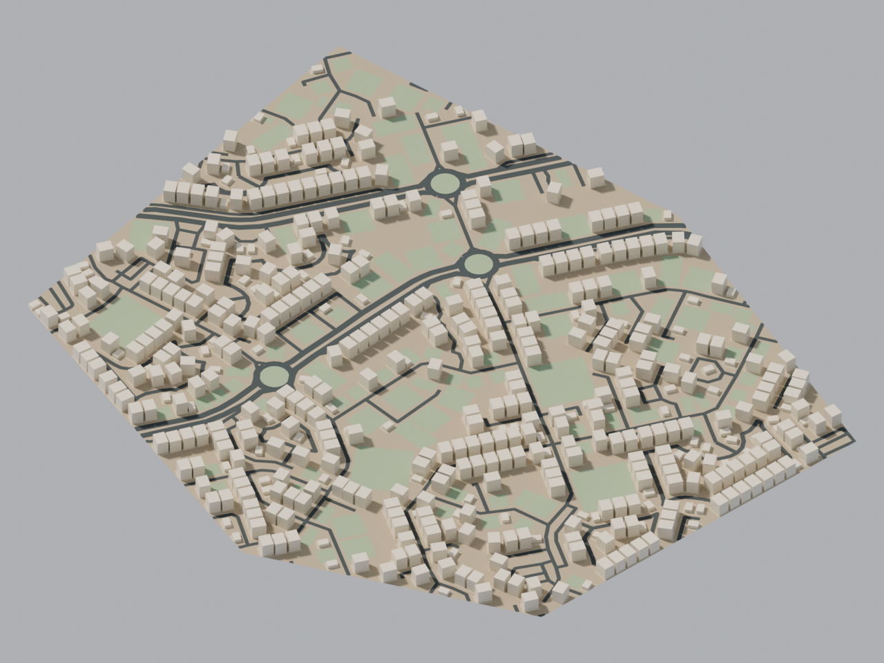 Traza street model with illustrative building footprints